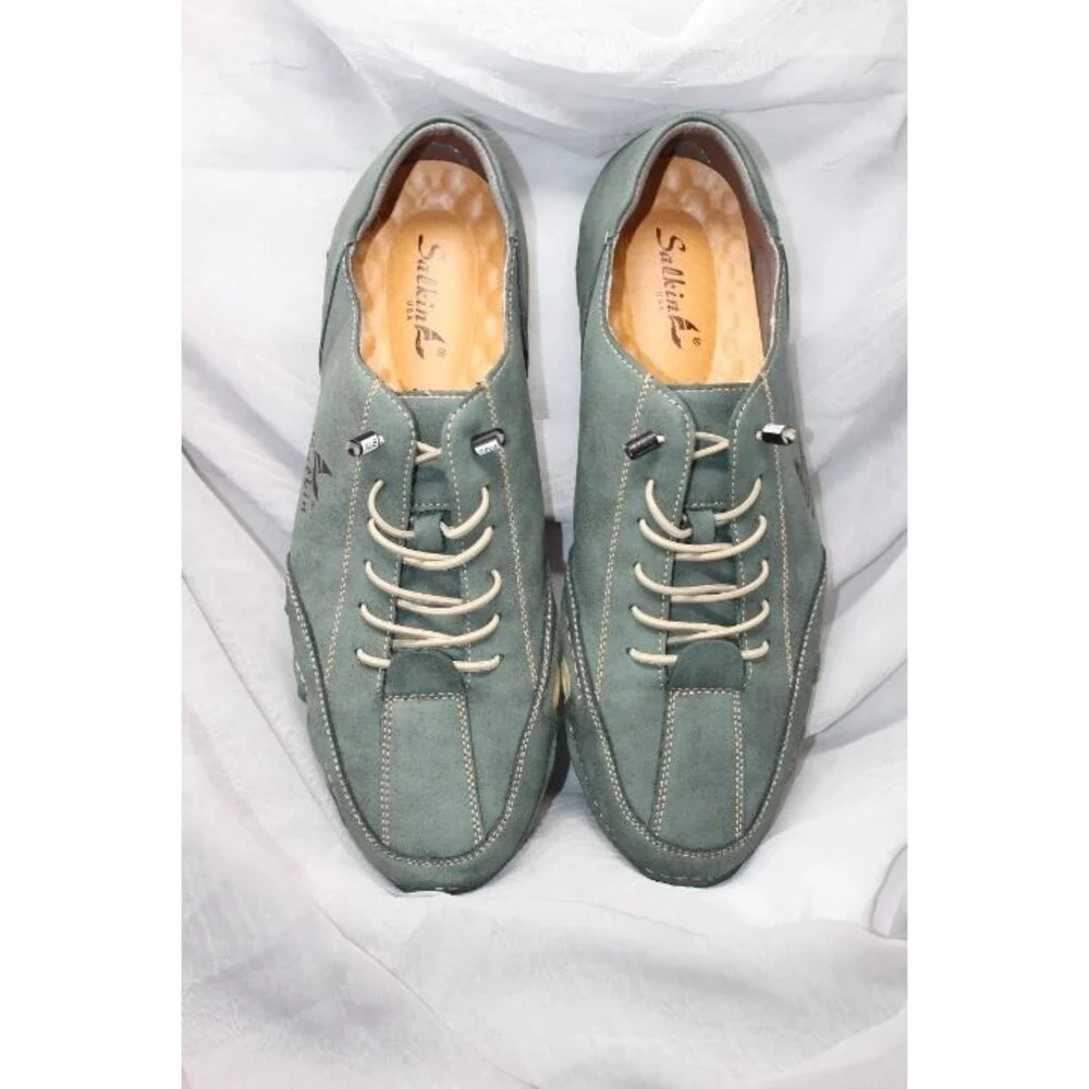 Salkin Beige OR Green Suede Leather Driving Shoes Men’s 13-14 Barefoot Style